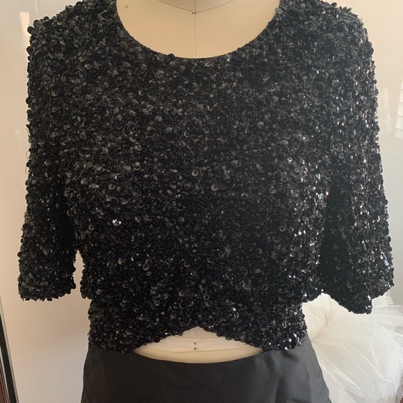 3.1 PHILLIP LIM Black Sequin Embellished Cutout Dress Size 10 Short Sleeve - Picture 4 of 17